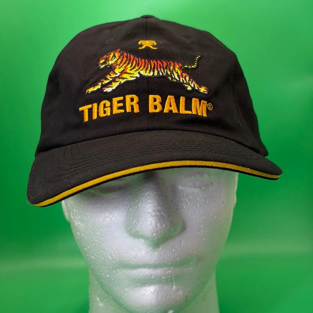 Tiger Balm Baseball Cap Black Embroidered Logo Adjustable Advertising Promo Hat